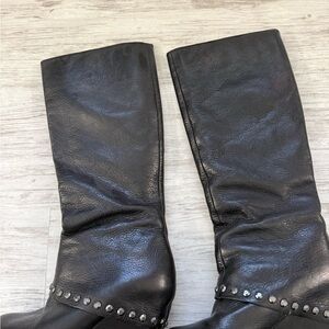 BCBGeneration Black Studded Leather Heeled Boots